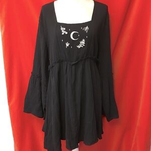 NWT Disturbia Aradia embroidered minidress black size 16uk 20 wide sleeve